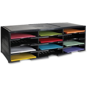12 Compartment Black Literature Organizer