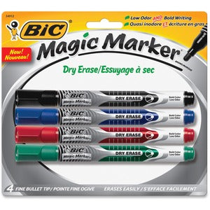 BIC Assorted Fine Dry Erase Markers 4/Pack
