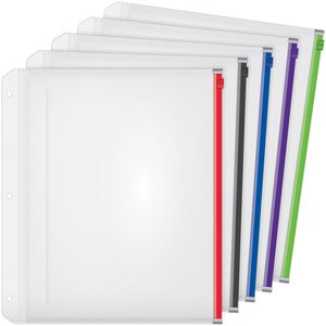 8-1/2"x11" Assorted Zipper Binder  Pockets 5Pack