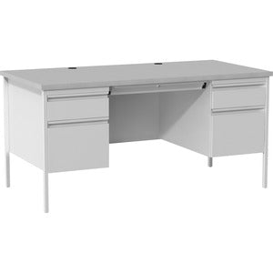 30"x60" Grey Double Pedestal Steel/Laminate Desk