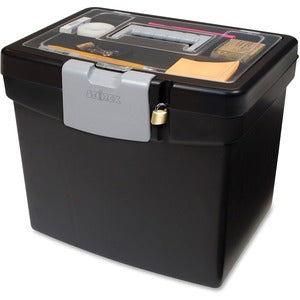 Letter Size Portable File Box with Top Organizer