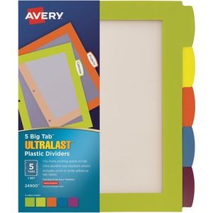 Big Tab Ultralast Plastic Dividers 5/Set