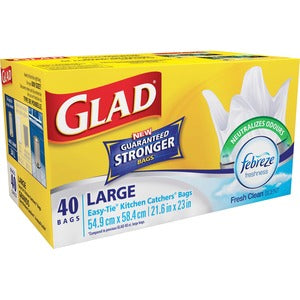21.6"x23" Glad White Easy-Tie Kitchen Bags 40Pack