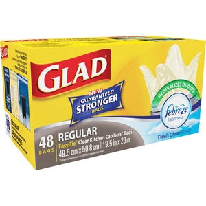 19.5"x20" Glad Clear Easy-Tie Kitchen Bags 48Pack