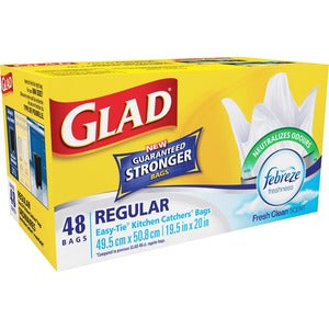19.5"x20" Glad White Easy-Tie Kitchen Bags 48Pack