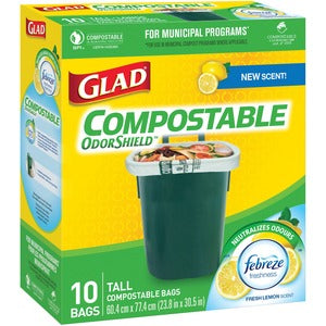 23.8"x30.5" Glad Translucent Compostable Bags 10Pack