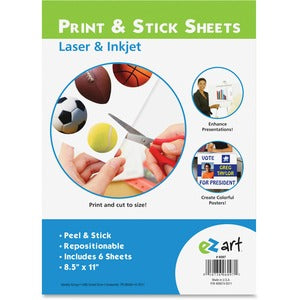 11"x8.5" Print/Stick White Letter Size Sheets 6Pack