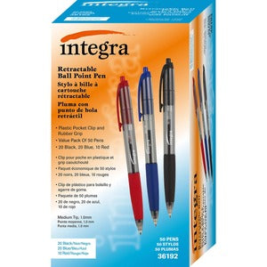 Integra Assorted Medium Retractable Ballpoint Pen 50/Pack
