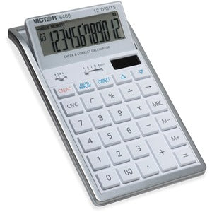 12 Digit White Check and Correct Desk Calculator