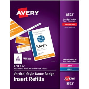 4.25"x6" Vertical Name Badge & Ticket Inserts