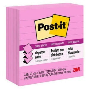 4"x4" Neon Pink Super Sticky Pop-up Lined Notes