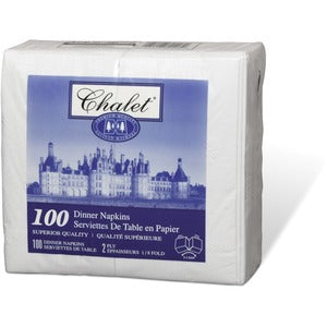 2 Ply 1/8 Fold 15"x16" Dinner Napkins 100Pack