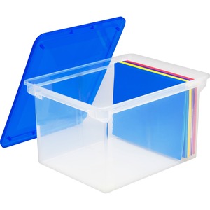 18.3"x13.9"x10.6 Clear/Blue Storage File Tote