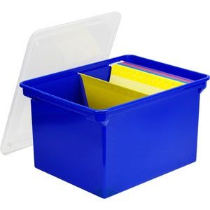 Storage Blue/Clear File Tote w/Molded Handles