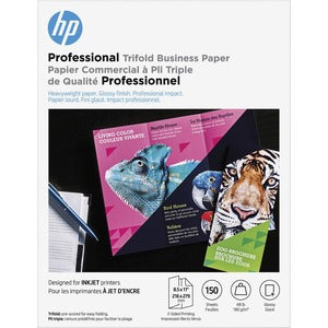 8-1/2"x11" White HP 48 lb. Glossy Tri-fold Paper