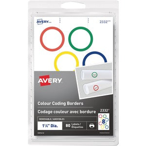 1-1/4" Assorted Colour Border Round Labels