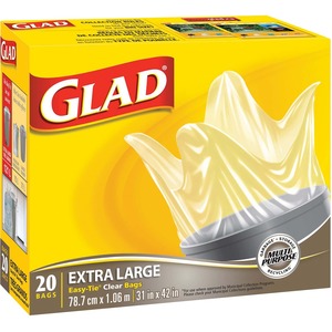 31"x42" Glad Clear Easy Tie 20Pack