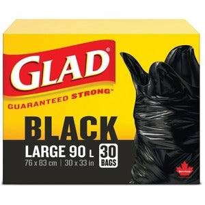 30"x33" Glad Black Garbage Bags 30Pack