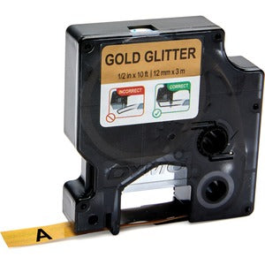 Dymo D1 1/2"x10' Glitter Gold Label Tape