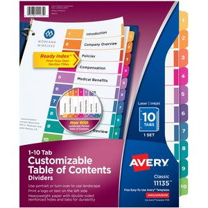 10 Multicolour Ready Index Customizable Table of Contents Classic