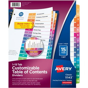 15 Multicolour Ready Index Customizable Table of Contents Classic
