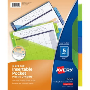 5 Big Tab Plastic Insertable Dividers 5/Set