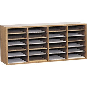 24 Compartment Oak  Adjustable Shelves Literature Organizer