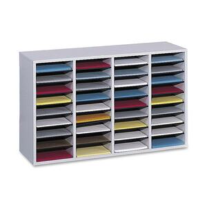 36 Compartment Gray Adjustable Shelves Literature Organizer