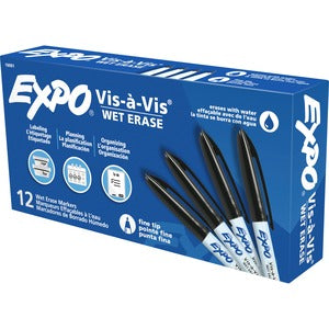 Expo Black Fine Wet Erase Overhead Marker Each