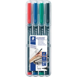 Lumocolor Assorted 0.6mm Fine Point Permanent Markers 4/Pack