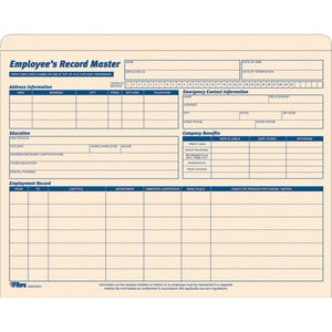 Manila Letter Employee Record Master File Jacket 20Pack