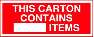 THIS CARTON CONTAINS ___ ITEMS 2"x5"