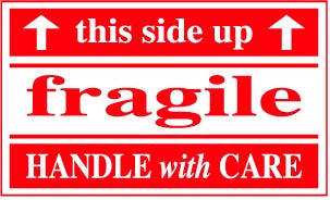 THIS SIDE UP FRAGILE HANDLE WITH CARE 3"x5"