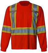 Orange Long Sleeve Cotton Safety T-Shirt - Click Image to Close