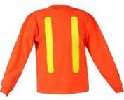 Orange Cotton Long Sleeve Safety T-Shirt Striped UV - Click Image to Close