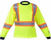 Lime Long Sleeve Cotton Safety T-Shirt w/UV Protection