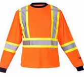 Orange Long Sleeve Cotton Safety T-Shirt w/UV Protection
