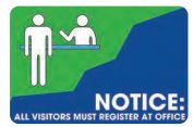 NOTICE: ALL VISITORS MUST REGISTER AT OFFICE - Click Image to Close