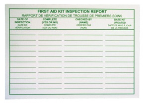 First Aid Kit Inspection Report Card - Click Image to Close