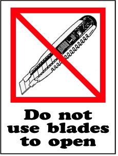 DO NOT USE BLADES TO OPEN 3"x4"