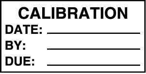 CALIBRATION DATE: BY: DUE: 1"x2" - Click Image to Close