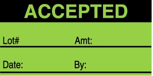 ACCEPTED LOT#: AMT: DATE: BY: 1"x2"