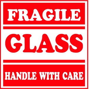 FRAGILE GLASS HANDLE WITH CARE 5"x5"