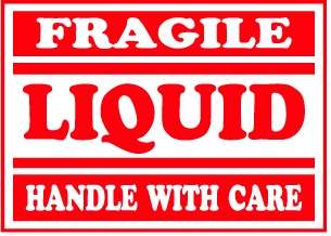 FRAGILE LIQUID HANDLE WITH CARE 2-1/2"x3-1/2"