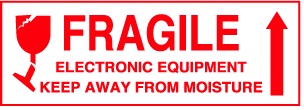 FRAGILE ELECTRONIC EQUIPMENT KEEP AWAY FROM MOISTURE 3-1/2"x10"