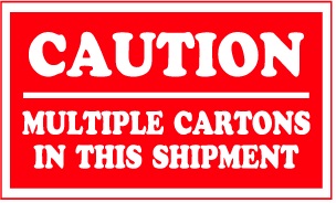 CAUTION MULTIPLE CARTONS IN THIS SHIPMENT 3"x5" - Click Image to Close