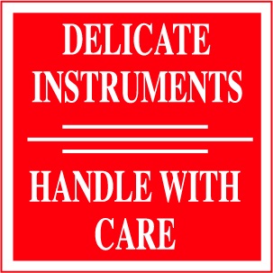 DELICATE INSTRUMENTS HANDLE WITH CARE 4"x4"