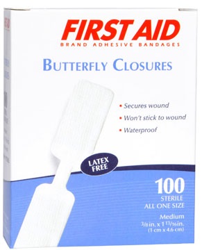 Butterfly Skin Closures 100 Assorted