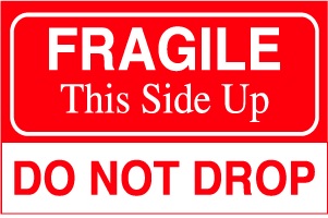 FRAGILE THIS SIDE UP DO NOT DROP 3-1/2"x5-3/8" - Click Image to Close