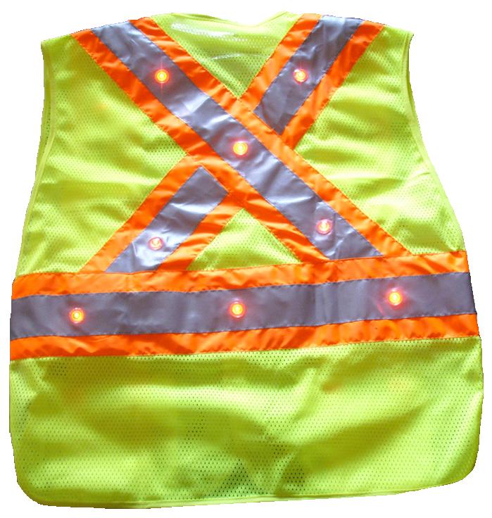 Flashing L.E.D. Lime Light Vest - Click Image to Close